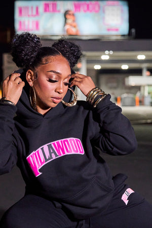 Black Nillawood Cotton Hoodie